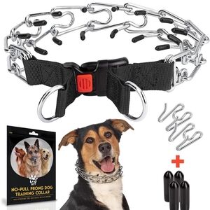 No-Pull Prong Dog Training Collar - Black and Silver